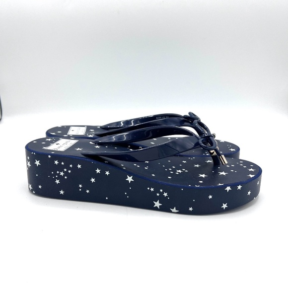 NEW Kate Spade New York Stars Navy LK210 Platform Wedge Sandals Size 8 - Picture 2 of 12